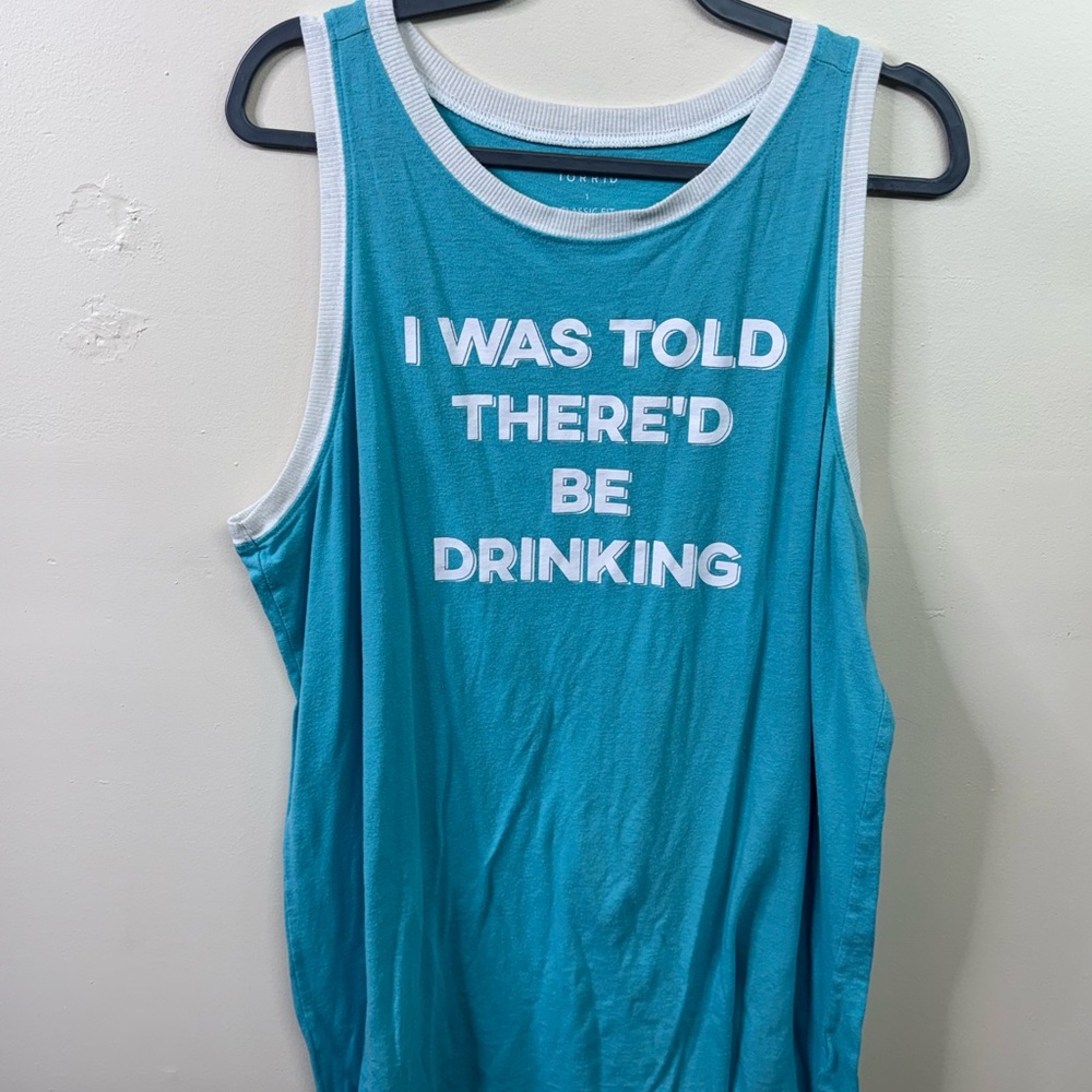 torrid Turquoise Graphic Tank with White Lettering